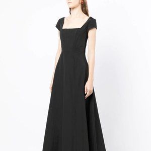STAUD Lotus Square-neck Poplin Maxi Dress In Black